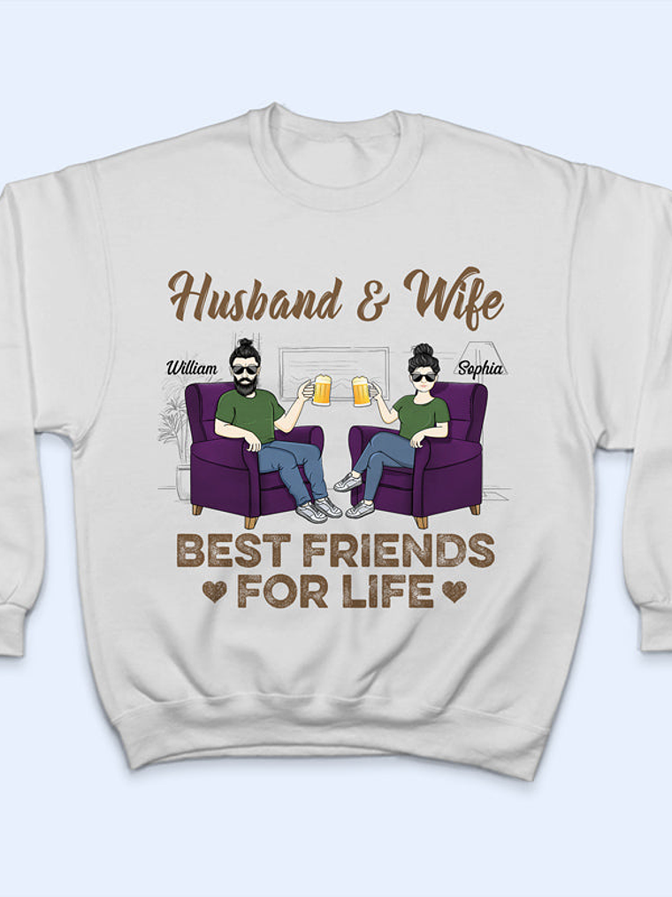 Husband Wife Best Friends For Life - Gift For Couples - Personalized Custom T Shirt 4
