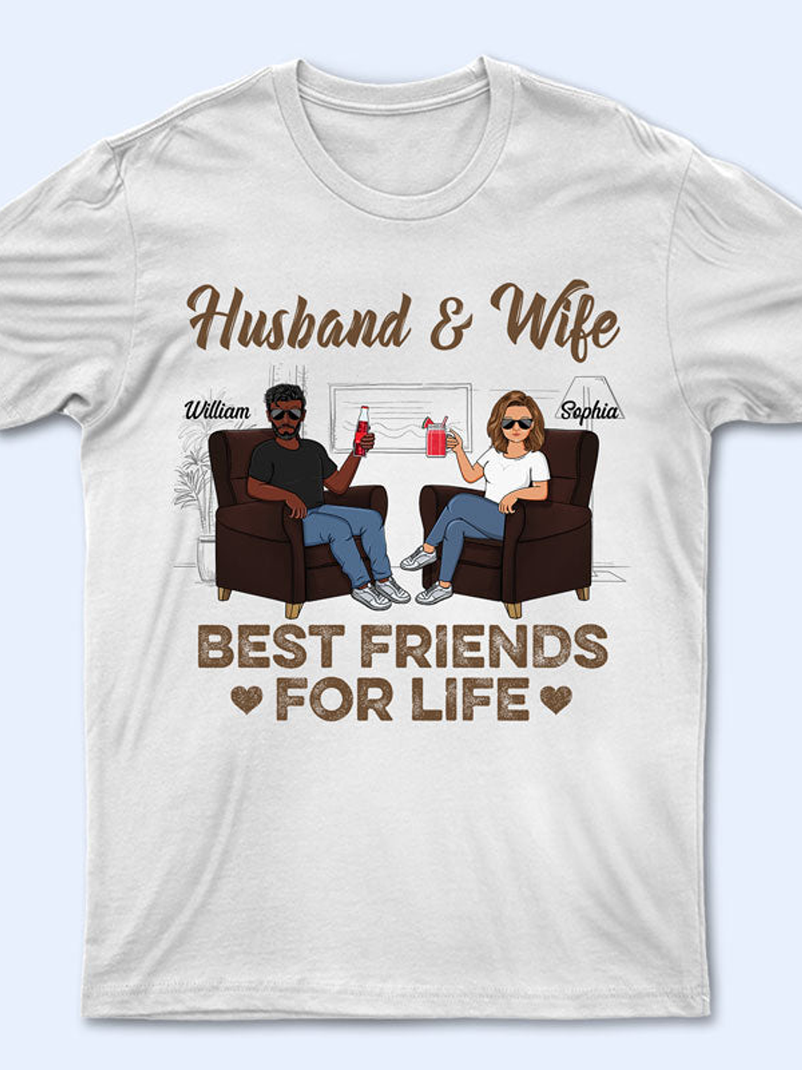 Husband Wife Best Friends For Life - Gift For Couples - Personalized Custom T Shirt 5