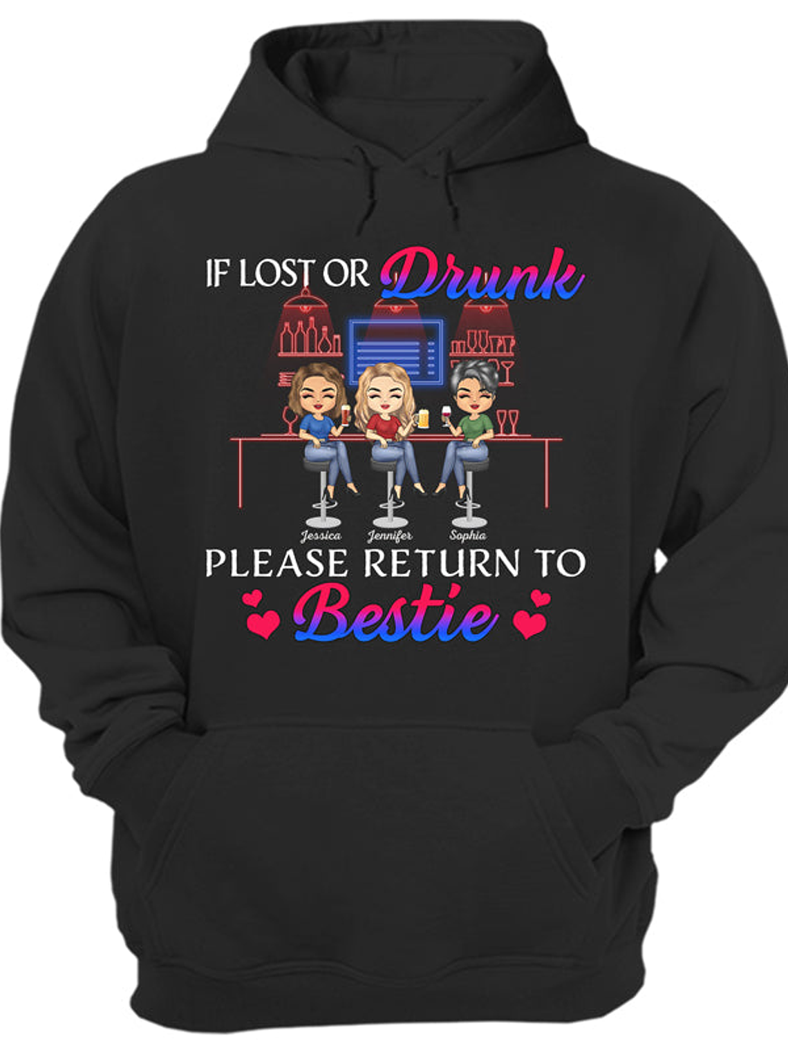 If Lost Or Drunk Please Return To Bestie Best Friends - Bestie BFF Gift - Personalized Custom T Shirt 1