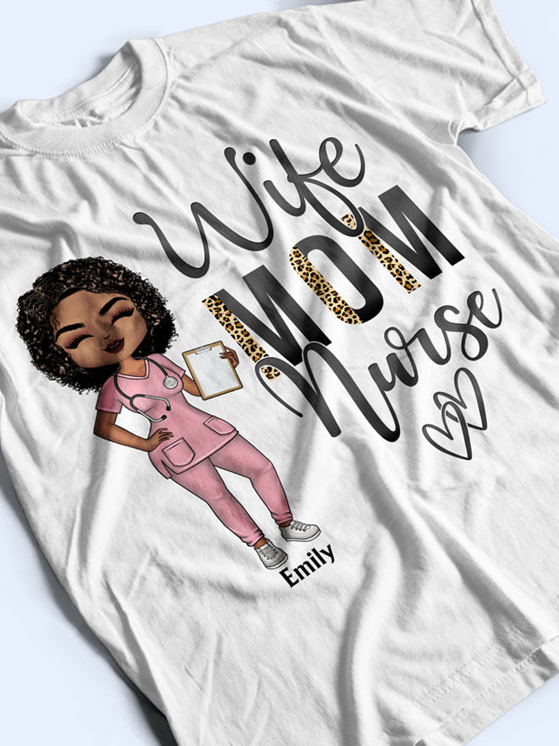 Wife Mom Nurse - Mother Gift - Personalized Custom T Shirt 3