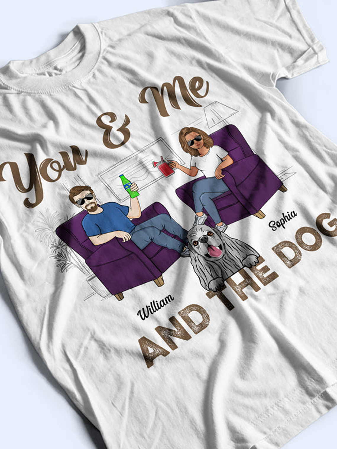You & Me And The Dogs Husband Wife - Gift For Couples - Personalized Custom T Shirt 3