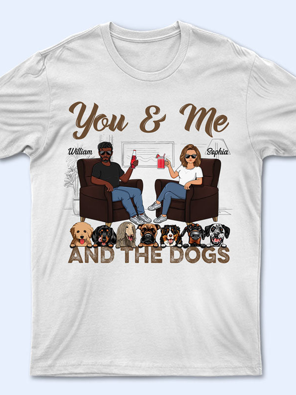 You & Me And The Dogs Husband Wife - Gift For Couples - Personalized Custom T Shirt 4