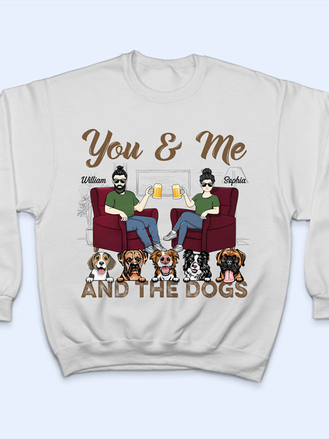 You & Me And The Dogs Husband Wife - Gift For Couples - Personalized Custom T Shirt 5