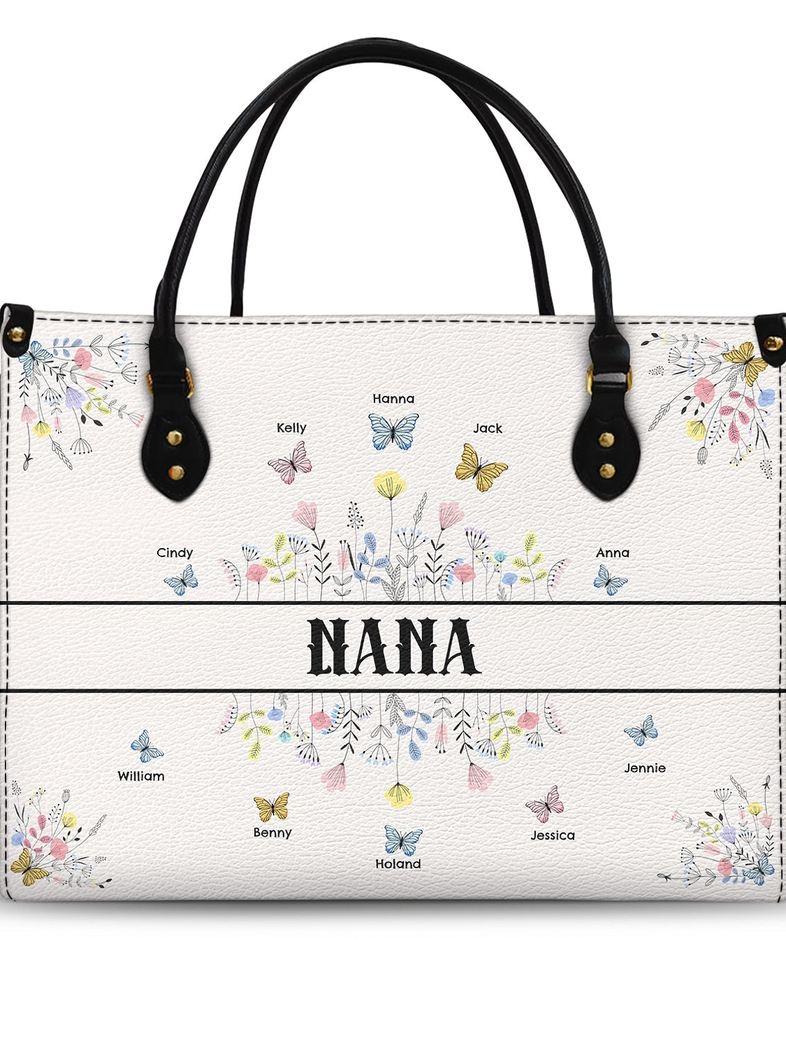 Butterfly Grandma - Gift For Grandma - Personalized Leather Bag 1