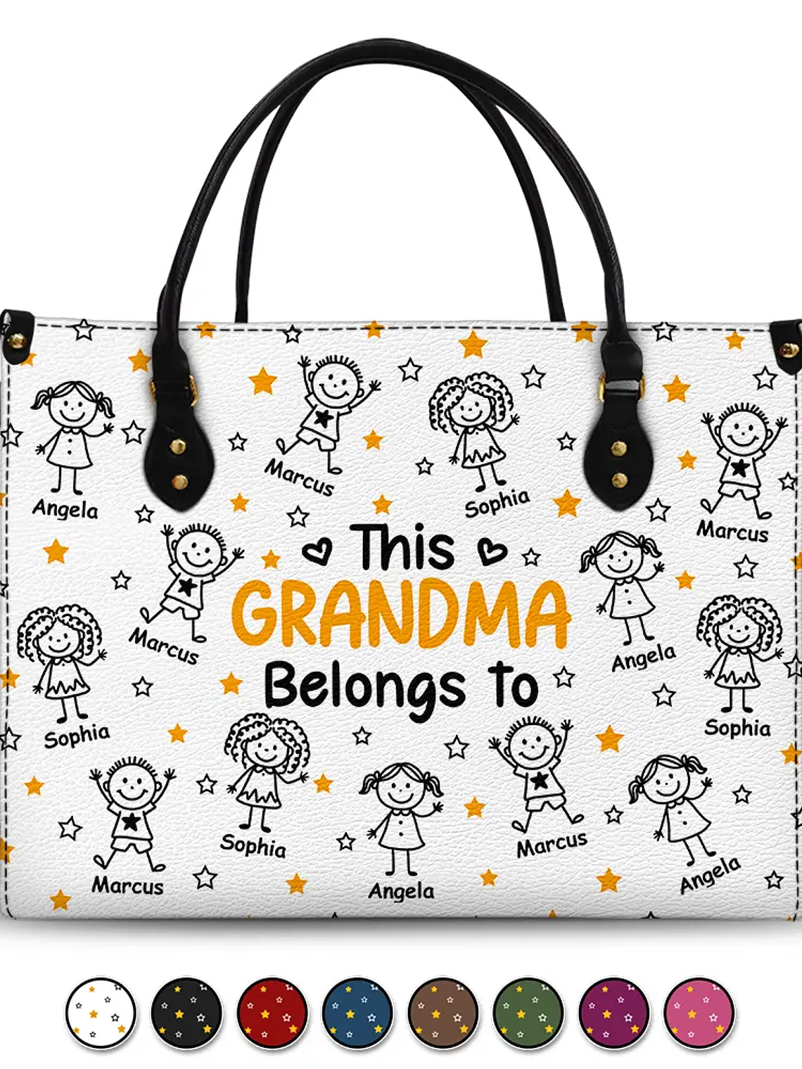 This Grandma Mom Belongs To Kids Pet - Personalized Leather Bag 1