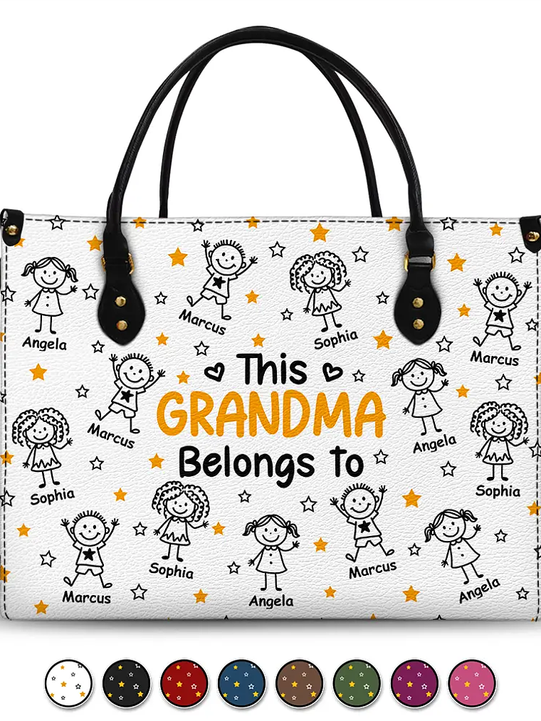 This Grandma Mom Belongs To Kids Pet - Personalized Leather Bag 1