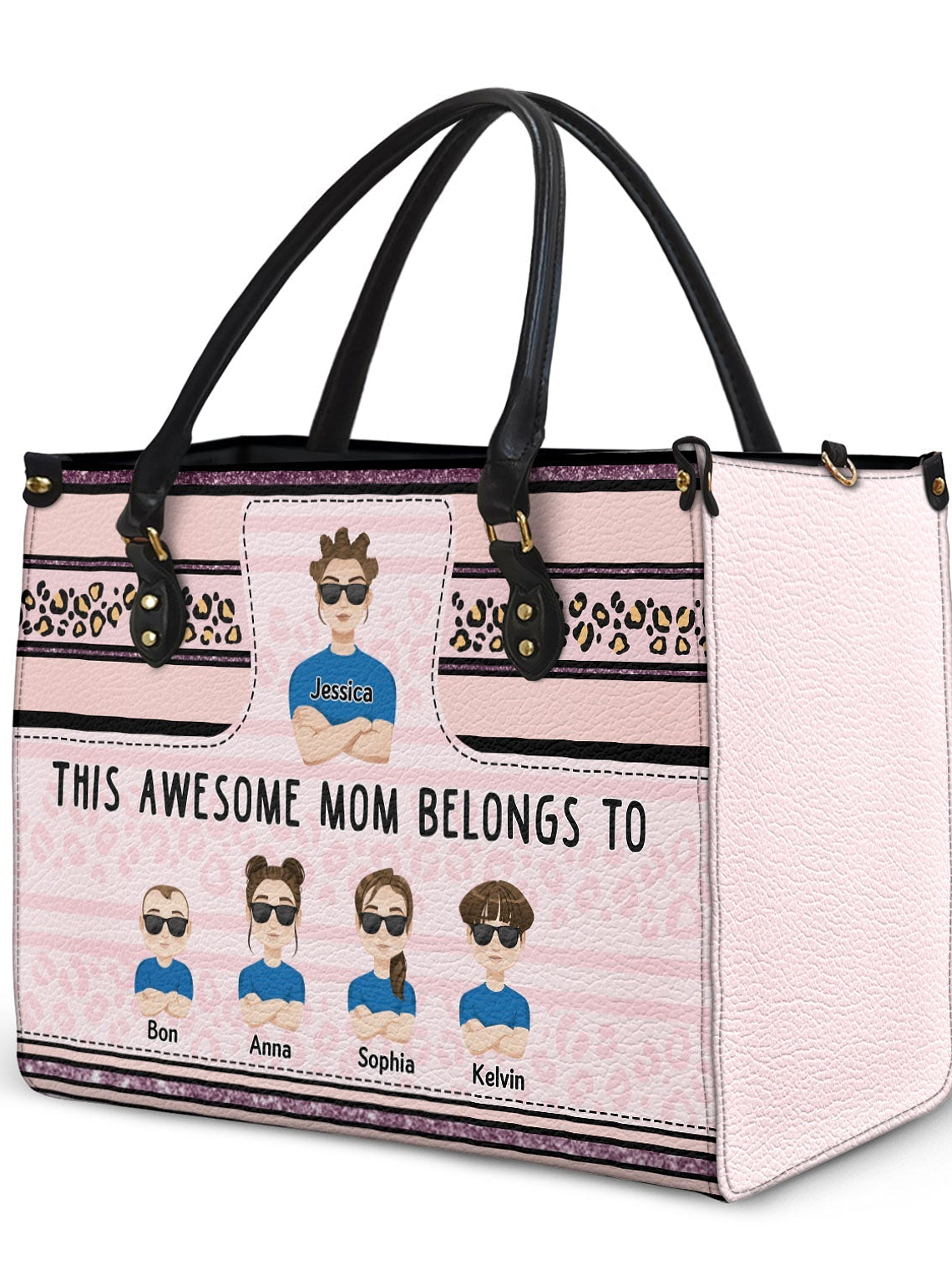 This Awesome Mom Belongs To - Gift For Mother - Personalized Leather Bag 2