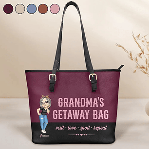 Grandma's Getaway Bag - Personalized Leather Tote Bag