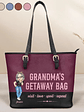 Grandma's Getaway Bag - Personalized Leather Tote Bag - Vorschaubild 1