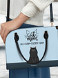 All Day Every Day - Gift For Cat Mom - Personalized Leather Bag - Vorschaubild 3
