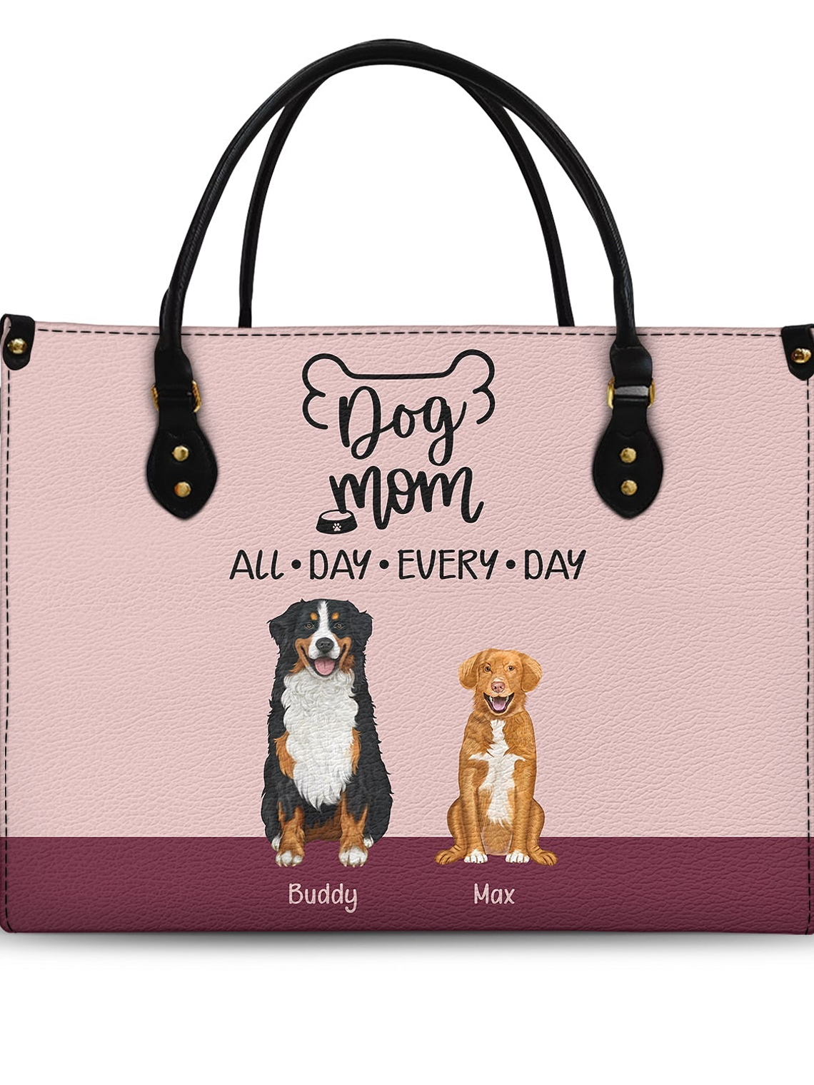All Day Every Day - Gift For Dog Mom - Personalized Leather Bag 1