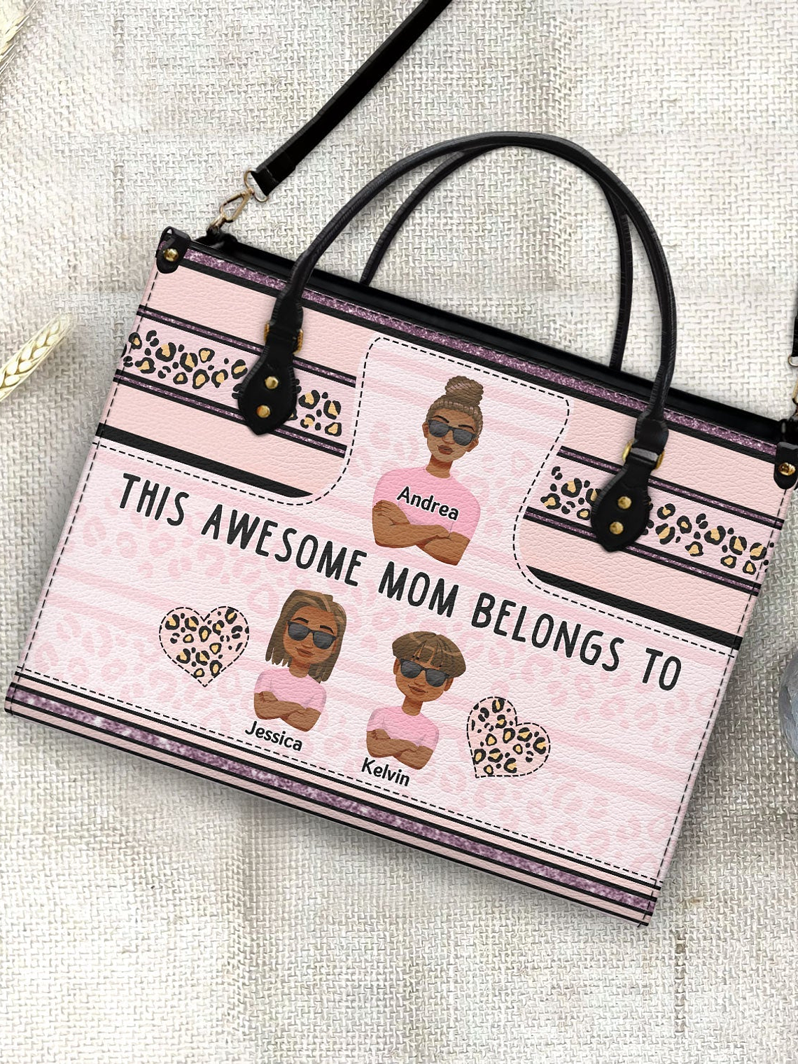 This Awesome Mom Belongs To - Gift For Mother - Personalized Leather Bag 4