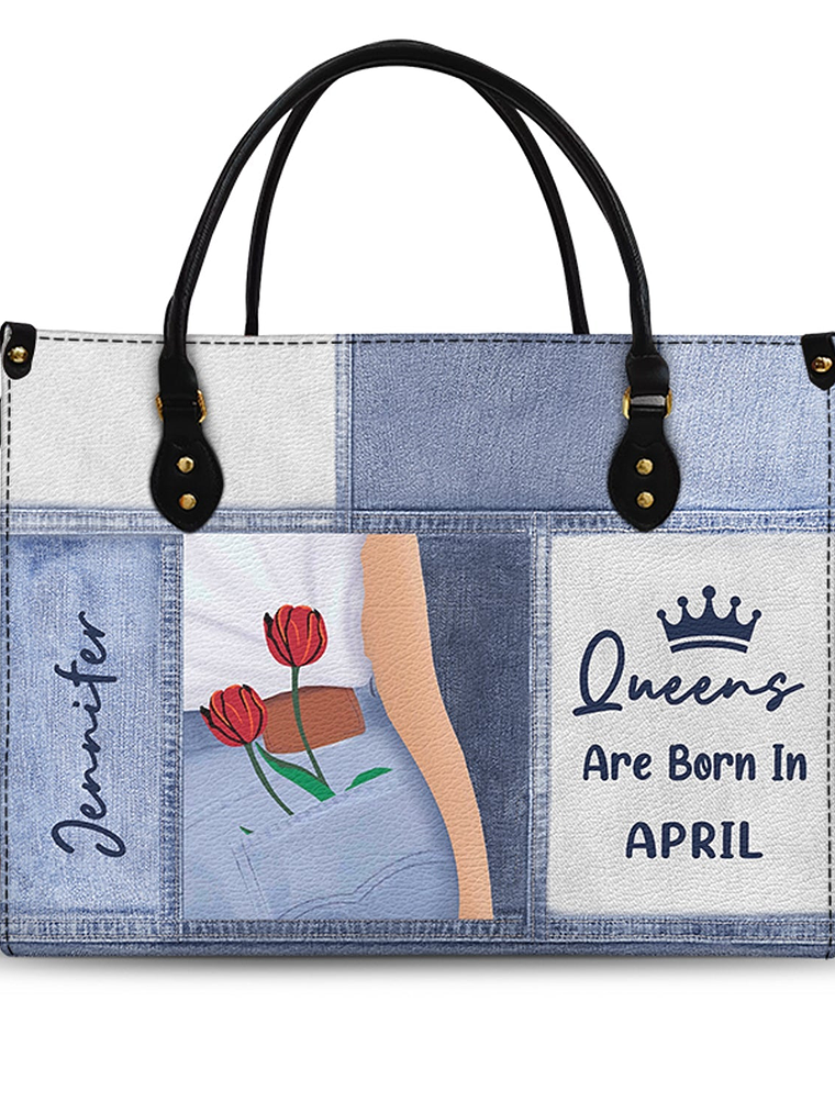 Queens Are Born - Birthday Gift For Women - Personalized Leather Bag 1