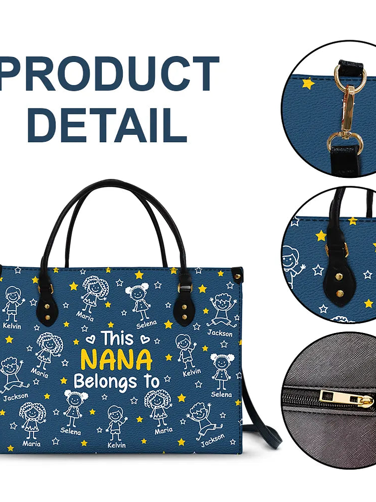 This Grandma Mom Belongs To Kids Pet - Personalized Leather Bag 7