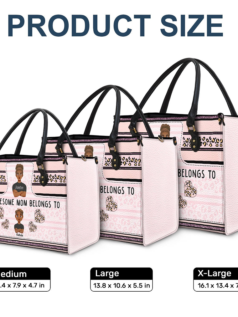 This Awesome Mom Belongs To - Gift For Mother - Personalized Leather Bag 6