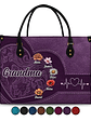 Grandma Mom Kids Birth Flowers Blooming In Love - Personalized Leather Bag - Vorschaubild 1
