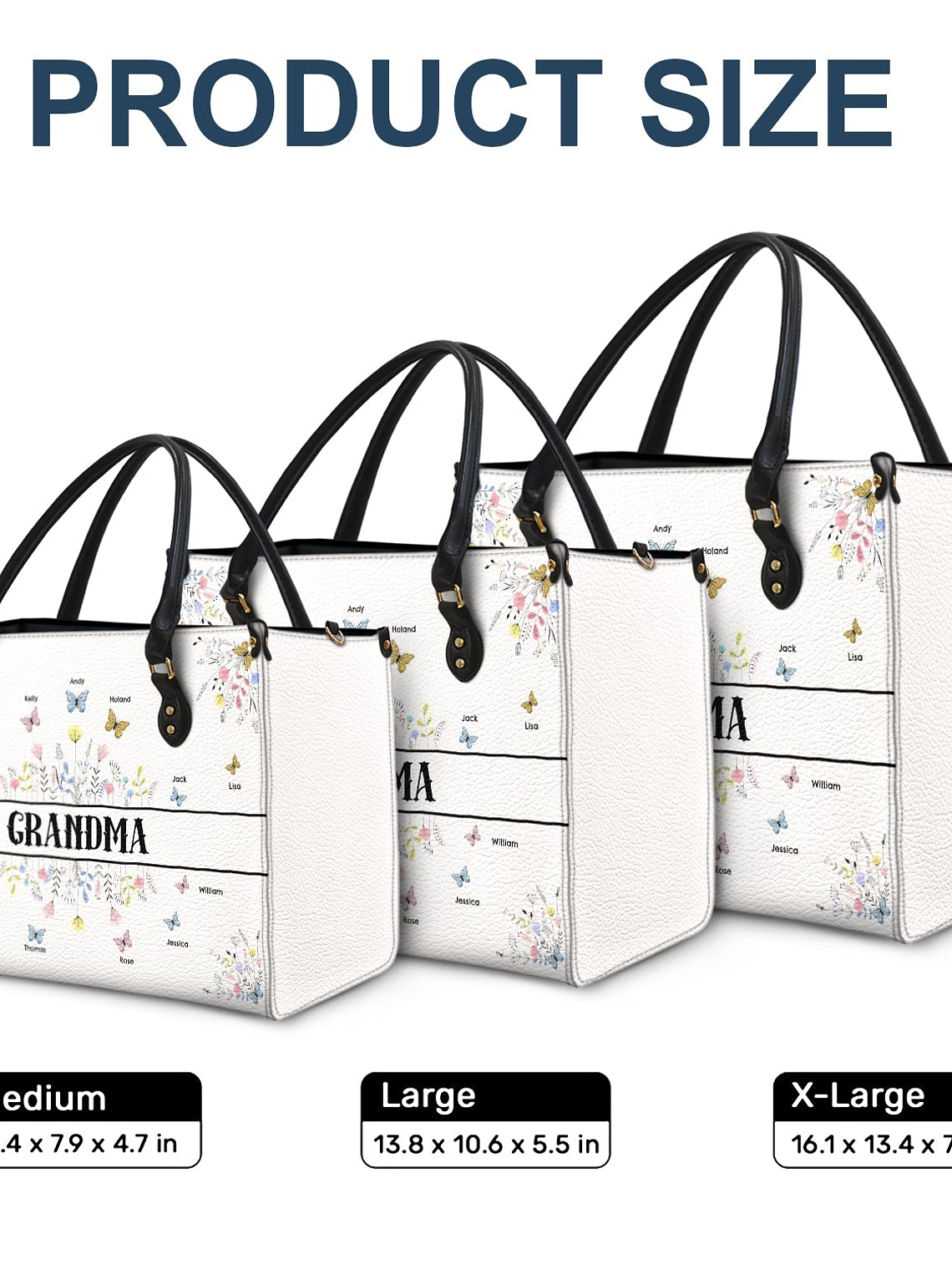 Butterfly Grandma - Gift For Grandma - Personalized Leather Bag 5