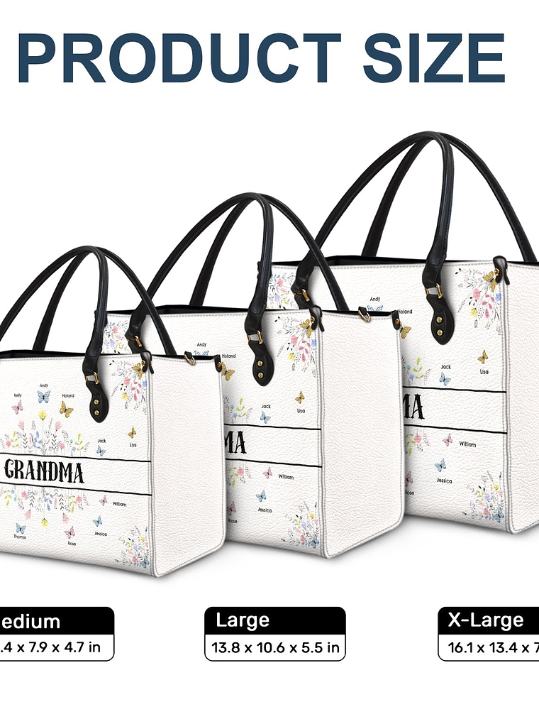 Butterfly Grandma - Gift For Grandma - Personalized Leather Bag 5