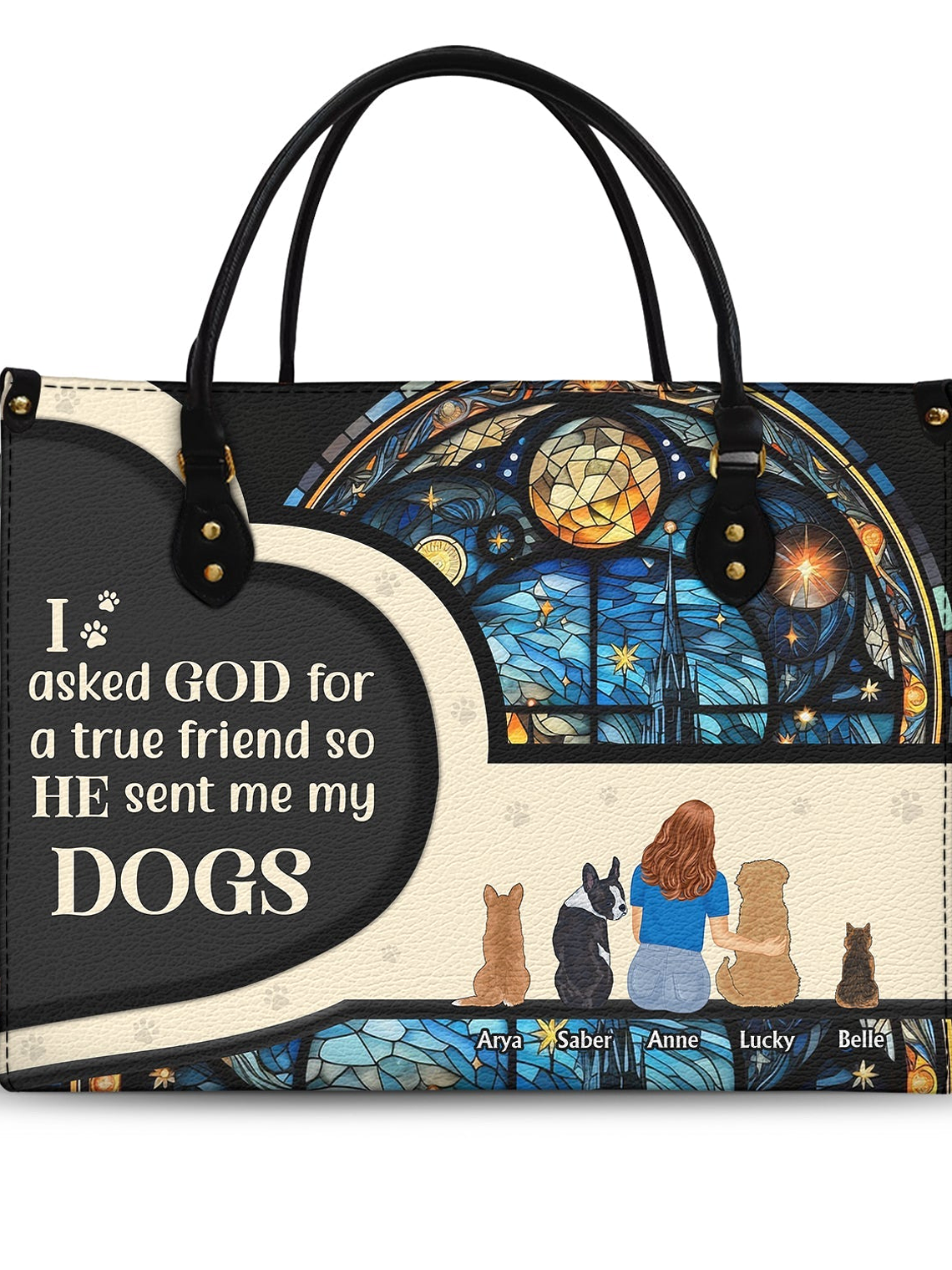 Asked God For A True Friend - Gift For Dog Mom - Personalized Leather Bag 1