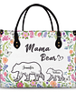Floral Mama Bear - Gift For Mother - Personalized Leather Bag - Vorschaubild 1