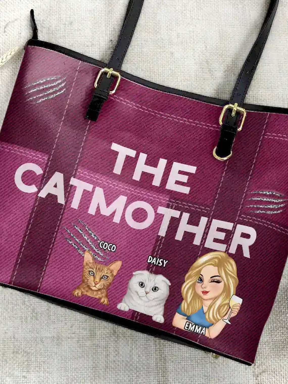 The Catmother - Personalized Leather Tote Bag 4