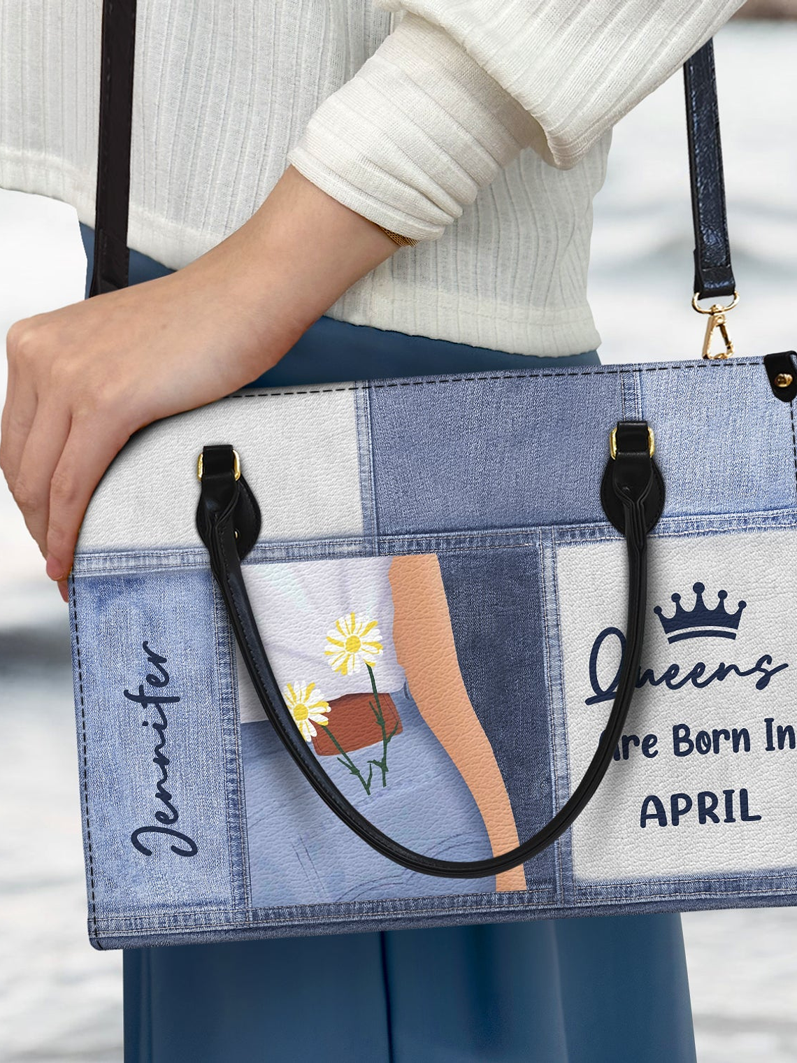 Queens Are Born - Birthday Gift For Women - Personalized Leather Bag 3