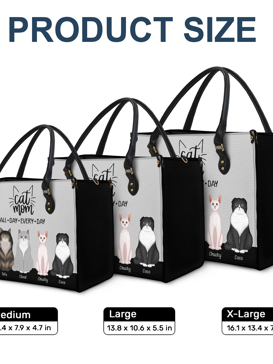 All Day Every Day - Gift For Cat Mom - Personalized Leather Bag 6