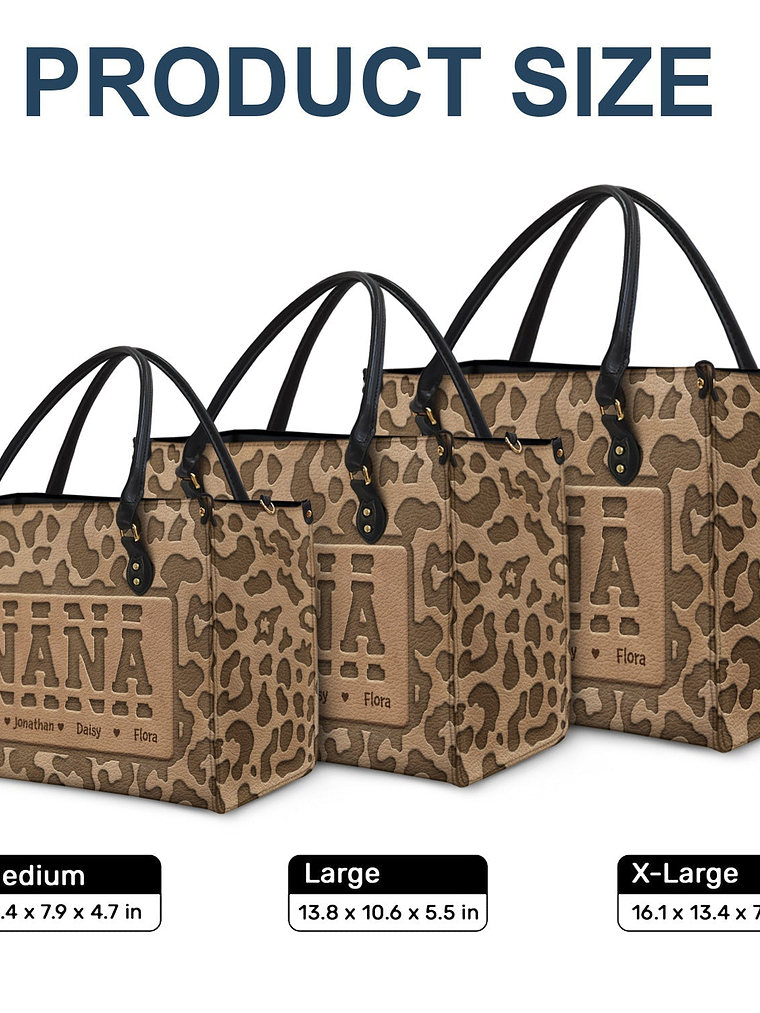 Mom Grandma Title Leopard Pattern - Birthday, Loving Gift For Grandmother, Mother, Mom - Personalized Leather Bag 6