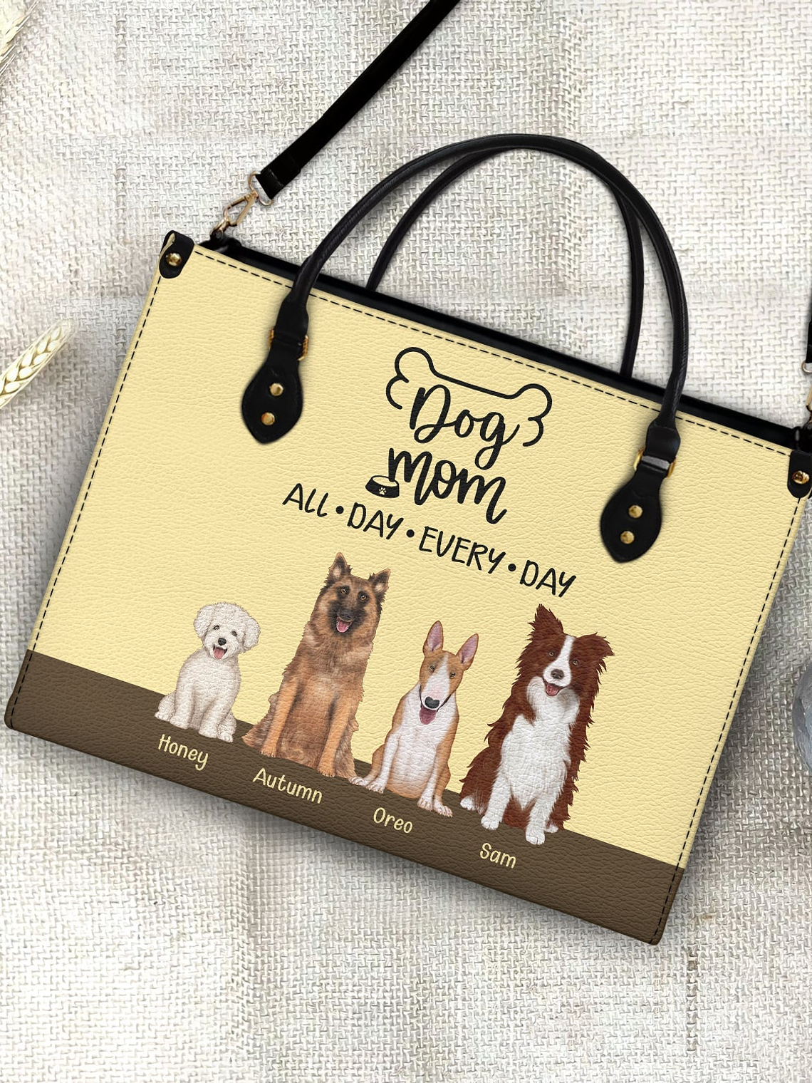All Day Every Day - Gift For Dog Mom - Personalized Leather Bag 4