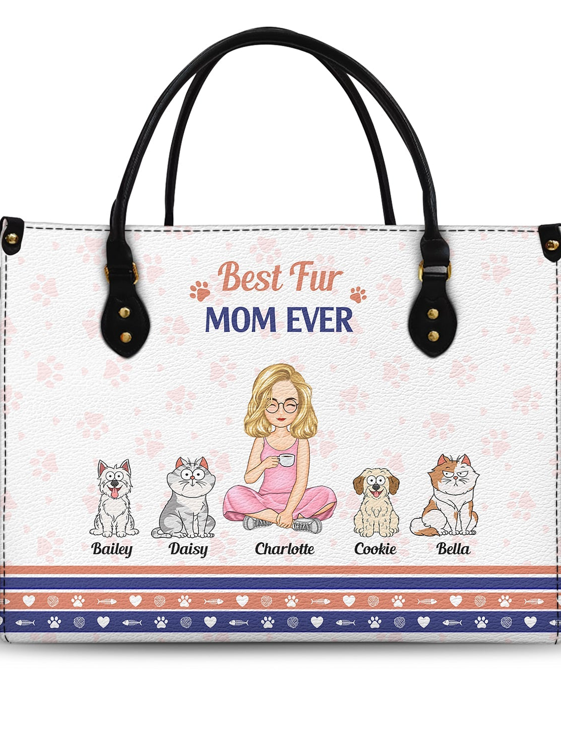 Best Fur Mom Ever - Gift For Dog Mom, Cat Mom, Pet Lovers - Personalized Leather Bag 1