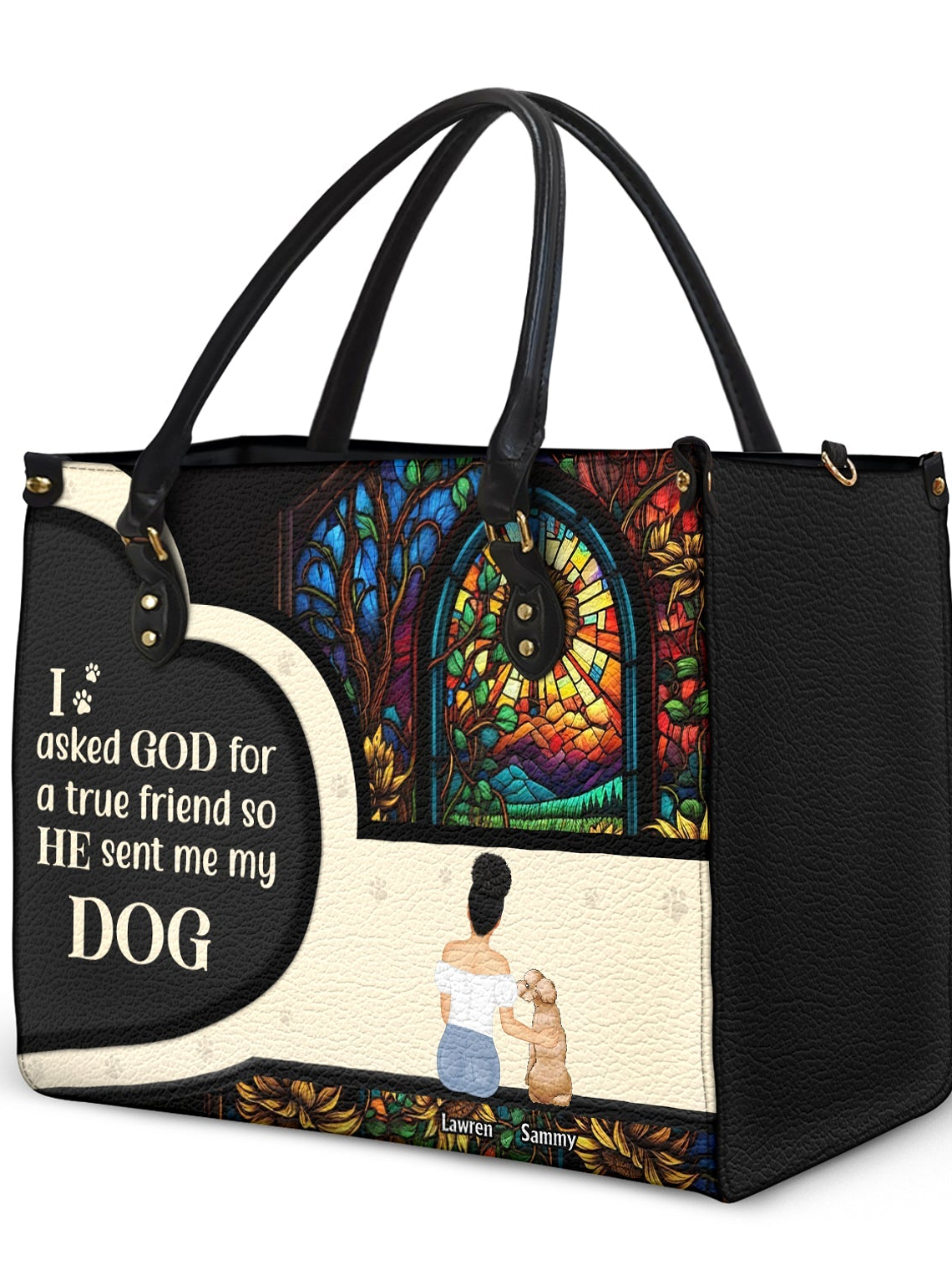 Asked God For A True Friend - Gift For Dog Mom - Personalized Leather Bag 2