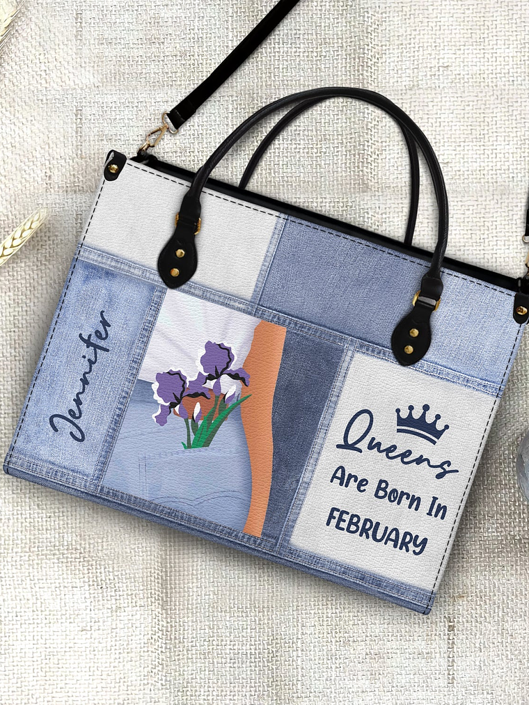 Queens Are Born - Birthday Gift For Women - Personalized Leather Bag 4