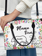 Floral Mama Bear - Gift For Mother - Personalized Leather Bag - Vorschaubild 3