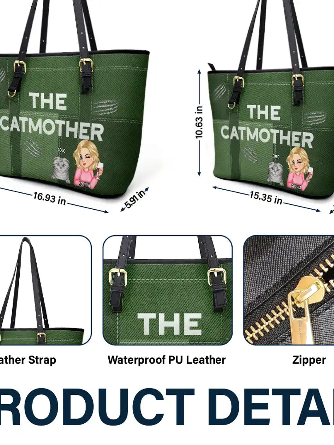 The Catmother - Personalized Leather Tote Bag 6