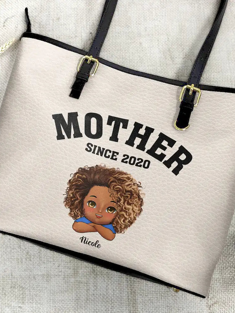 Grandma Mommy Since - Personalized Leather Tote Bag 4