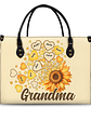 Grandma Mom Kids Sunflower - Gift For Mother, Grandmother - Personalized Leather Bag - Vorschaubild 1