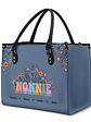 Mom Grandma Floral - Gift For Mother, Grandmother - Personalized Leather Bag - Vorschaubild 2