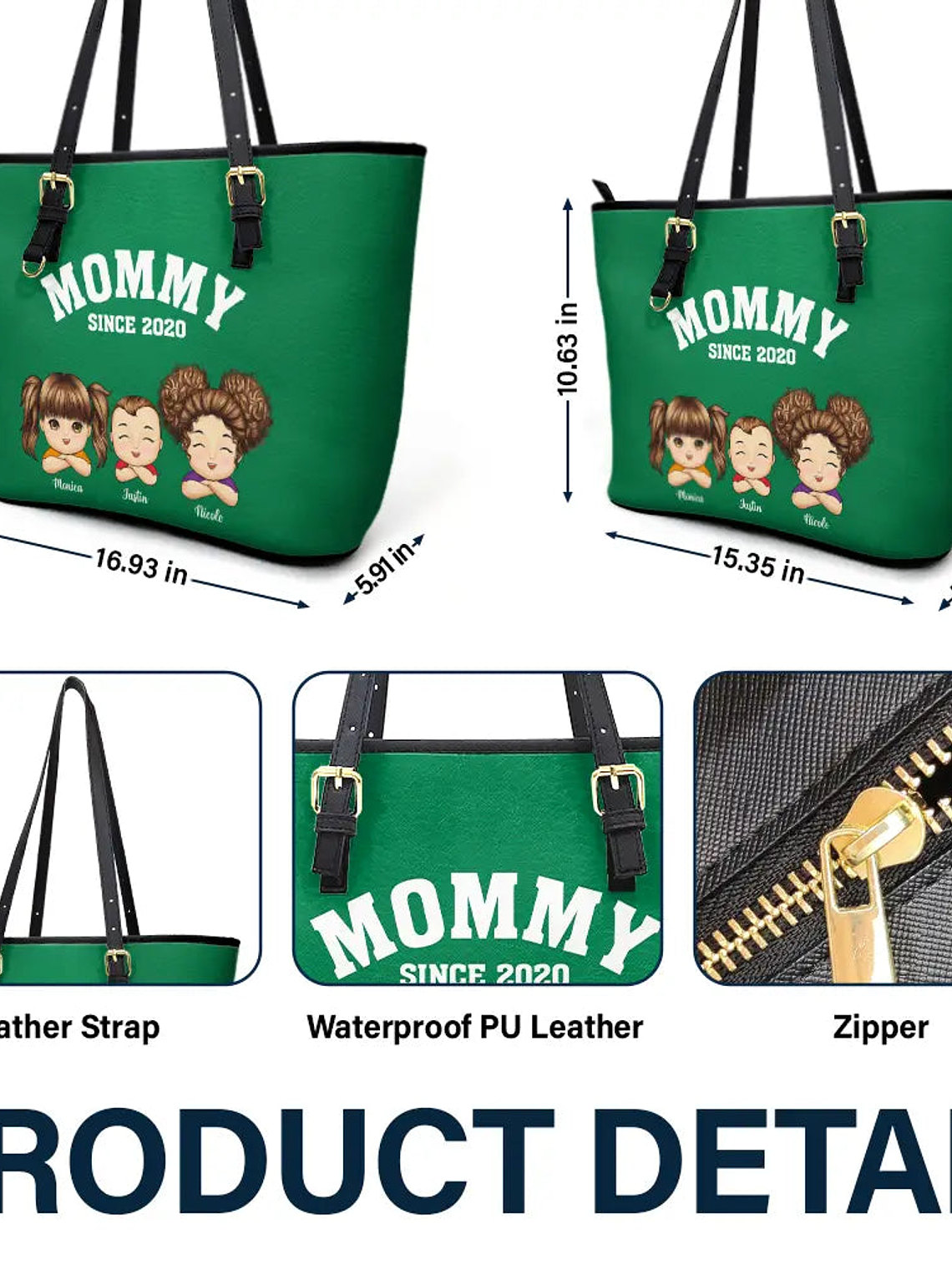 Grandma Mommy Since - Personalized Leather Tote Bag 6