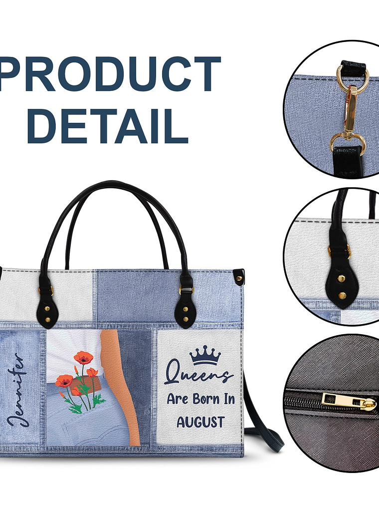 Queens Are Born - Birthday Gift For Women - Personalized Leather Bag 7