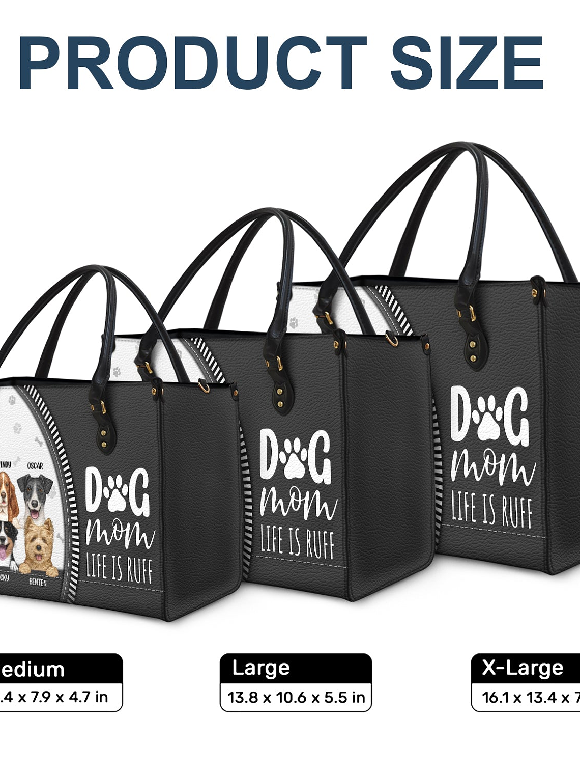 Dog Mom Life Is Ruff - Gift For Dog Mom - Personalized Leather Bag 5