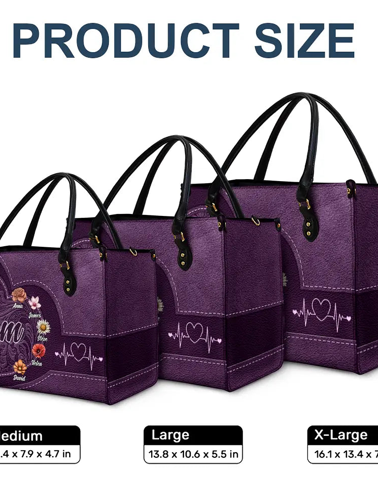 Grandma Mom Kids Birth Flowers Blooming In Love - Personalized Leather Bag 6