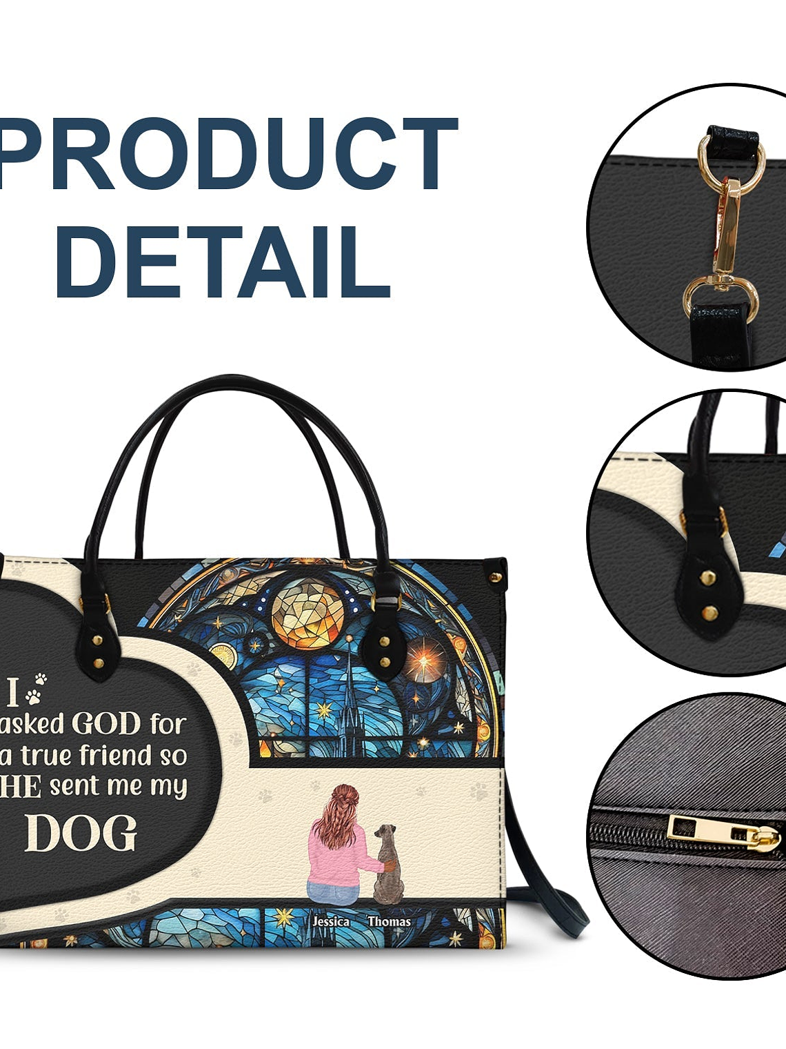 Asked God For A True Friend - Gift For Dog Mom - Personalized Leather Bag 7