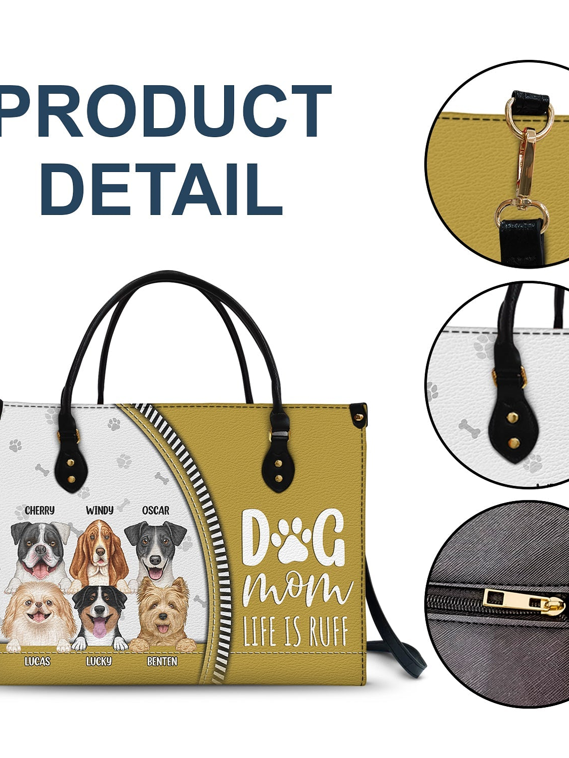 Dog Mom Life Is Ruff - Gift For Dog Mom - Personalized Leather Bag 6