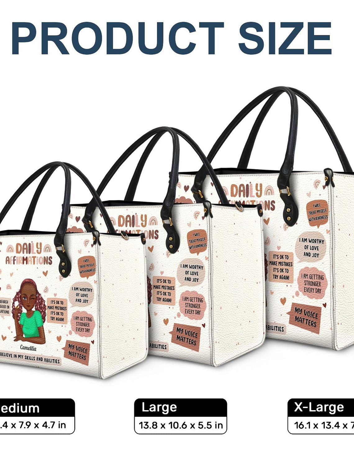 Daily Affirmations - Gift For Yourself, Girls, Women - Personalized Leather Bag 5