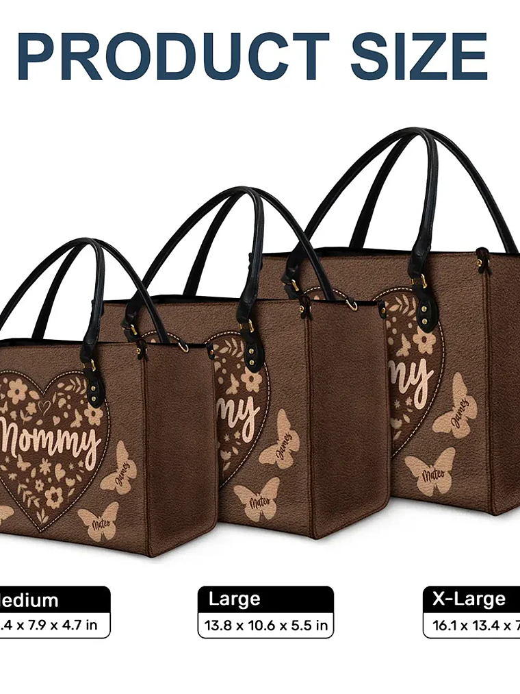 Mommy Grandma Leather Floral - Personalized Leather Bag 6