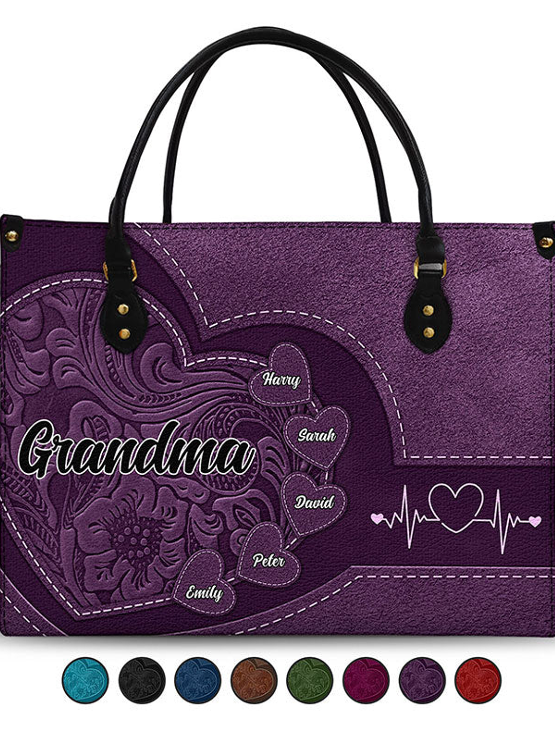 Grandma's Little Sweethearts - Birthday, Loving Gift For Grandmother, Mother, Mom - Personalized Leather Bag 1