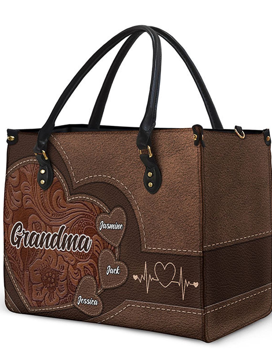 Grandma's Little Sweethearts - Birthday, Loving Gift For Grandmother, Mother, Mom - Personalized Leather Bag 2