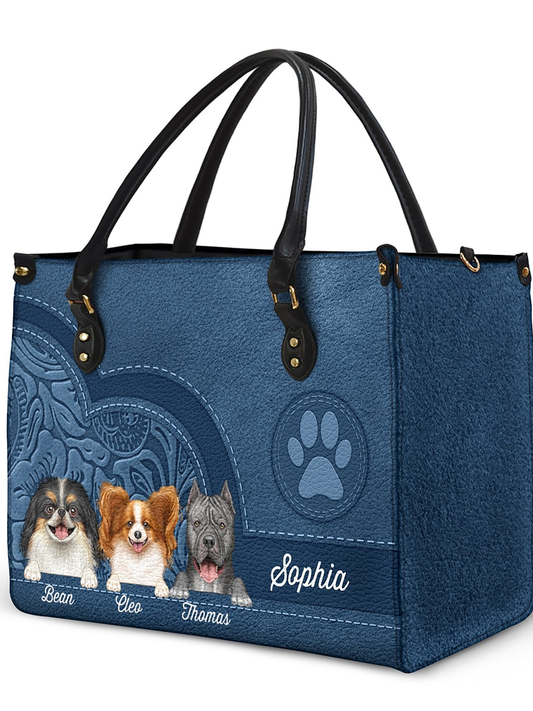 Cute Dogs And Cats Aesthetic Pattern - Birthday, Loving Gift For Pet Lovers, Dog Mom, Cat Mom - Personalized Leather Bag 2