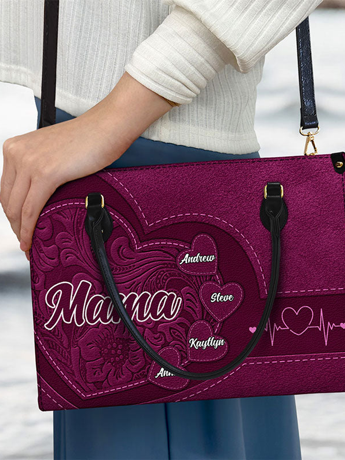 Grandma's Little Sweethearts - Birthday, Loving Gift For Grandmother, Mother, Mom - Personalized Leather Bag 3