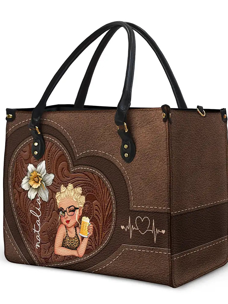 Birth Flowers Bloom Where You're Planted Woman Mom Grandma - Personalized Leather Bag 2